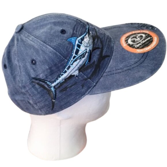 FLYING FISHERMAN Denim Blue Jean Marlin Cap - NWOT Men's OS - Picture 3 of 8